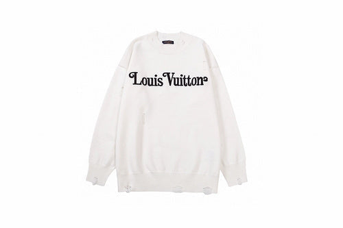 Full styled look of Louis Vuitton luxury clothing with label-forward styling