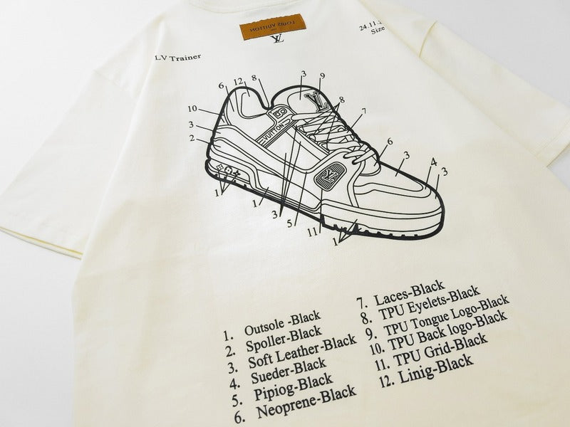 Full styled look of Louis Vuitton cotton t-shirt with monogram-inspired silhouette