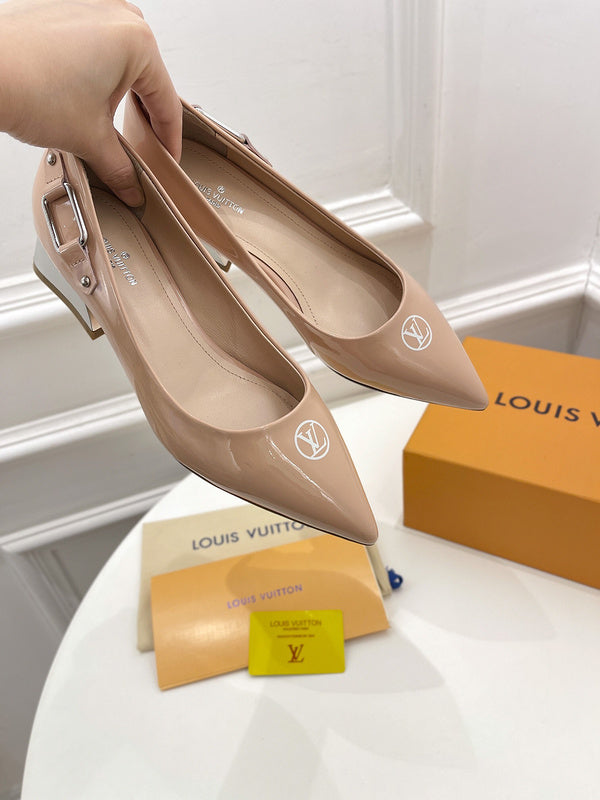 Louis Vuitton Tan Chunky Platform Sneakers - Angled View