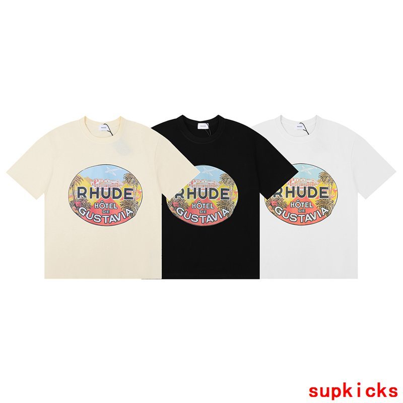 Full styled look of Rhude luxury clothing with relaxed-fit cut