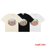 Full styled look of Rhude luxury clothing with relaxed-fit cut