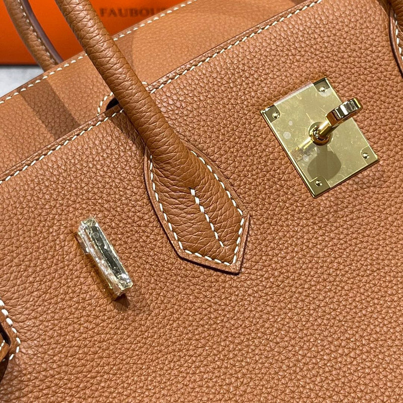 Side view of crisp structured handbag