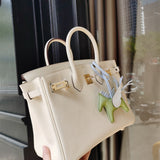 Side view of chic structured handbag