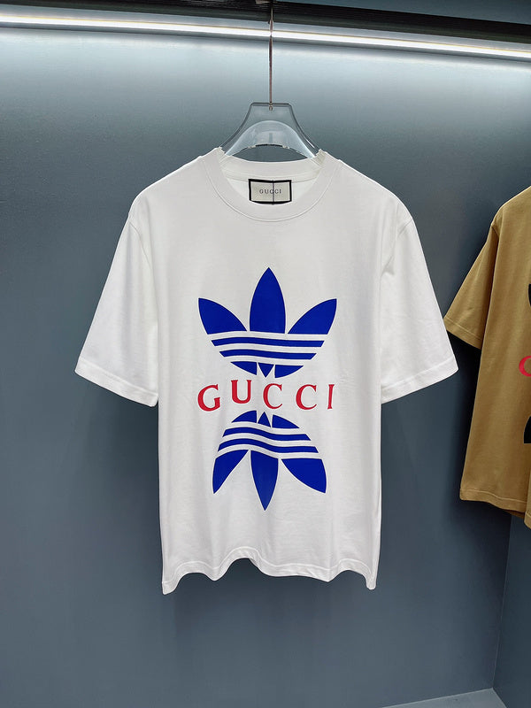 Front view of Gucci luxury clothing with monogram-inspired silhouette
