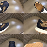 Side profile of Gucci tonal black sneakers premium leather build