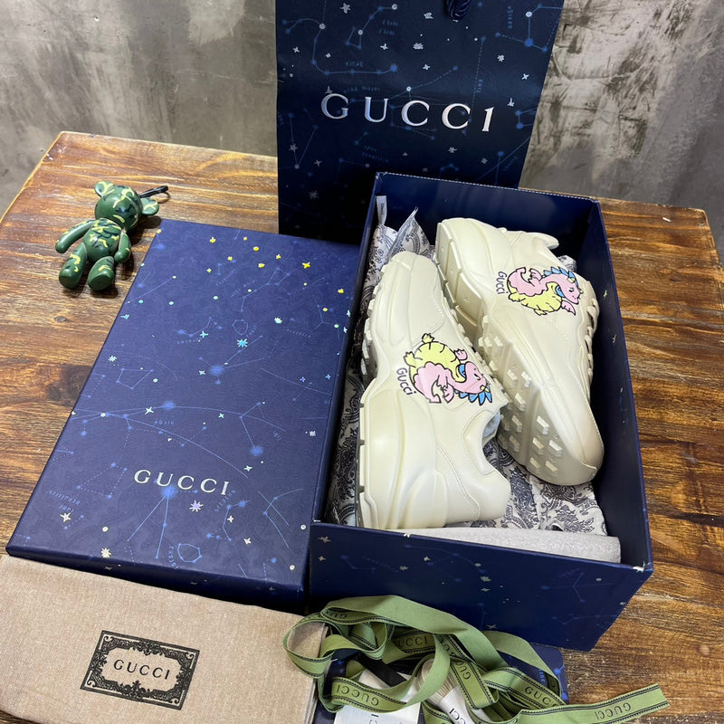 Gucci two-tone luxury sneakers view 5 signature lace-up style