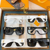 Close-up detail view of Louis Vuitton unisex sunglasses