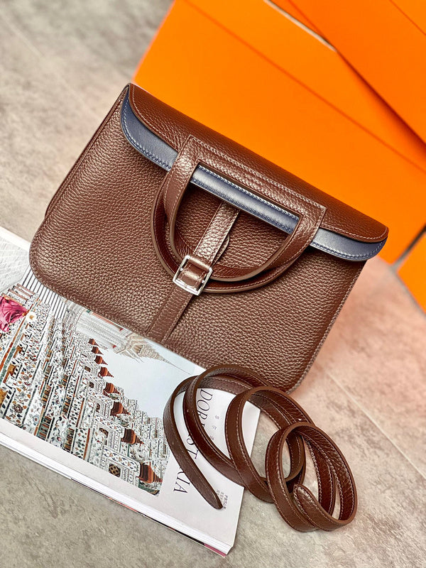 Side view of balanced structured handbag