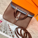 Side view of balanced structured handbag