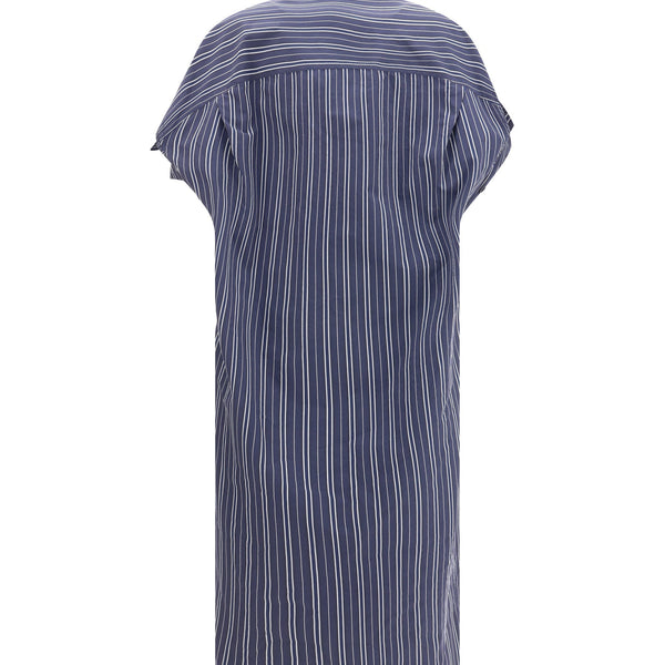 Balenciaga Dresses? Balenciaga Women Striped Chemisier Dress Elegant Designer Evening Dress