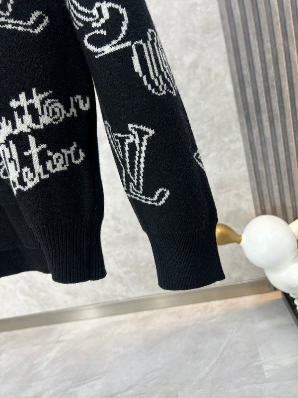 Back view of Louis Vuitton luxury clothing with label-forward styling