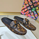 Louis Vuitton Tan Pointed-Toe Flats - Angled View