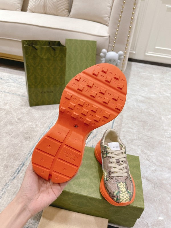 Side profile of Gucci crisp white sneakers cushioned comfort fit