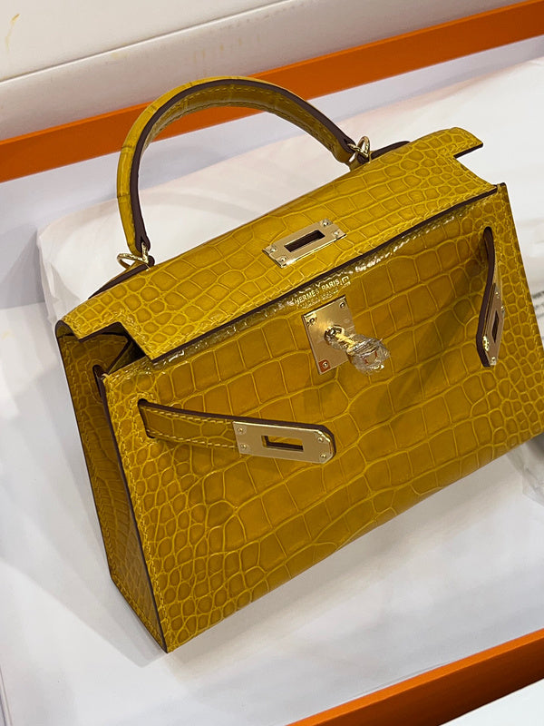 Side view of timeless structured handbag