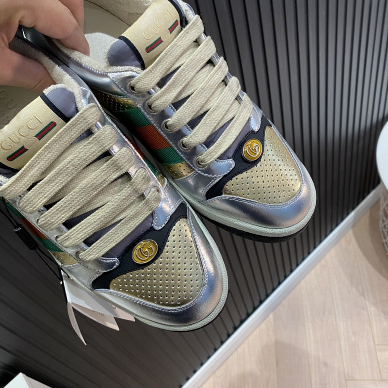 Gucci clean off-white luxury sneakers view 5 bold athletic profile