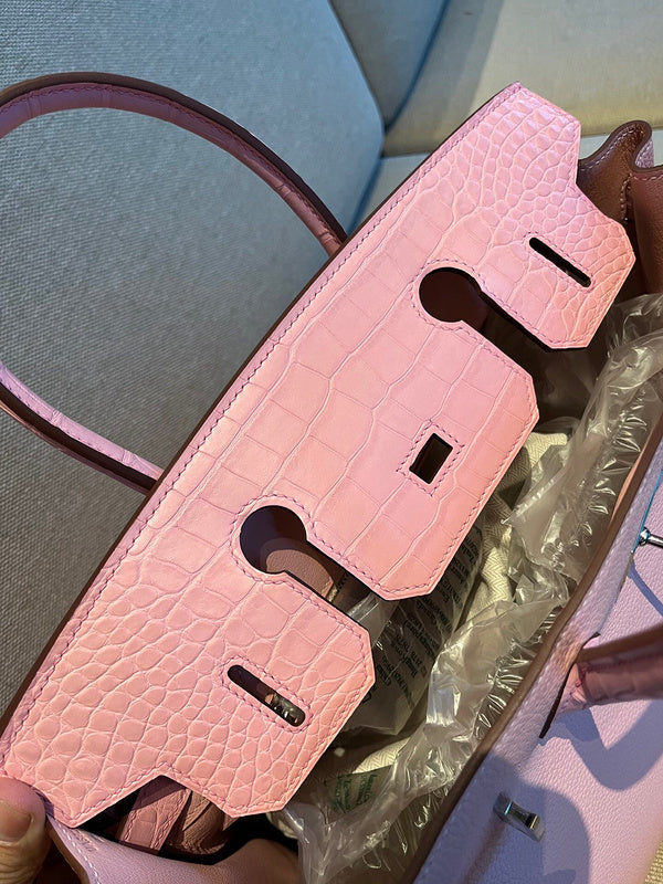 Side view of curated structured handbag