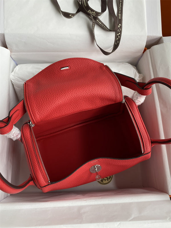 Side view of polished structured handbag