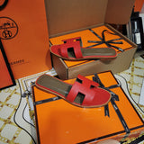 Hermès Red Slide Sandals - Back View