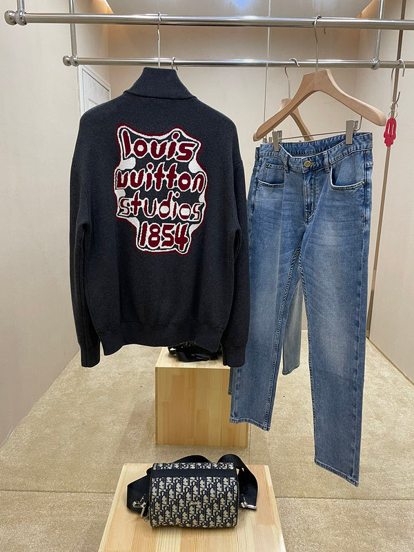 Side profile of Louis Vuitton luxury clothing with contemporary cut