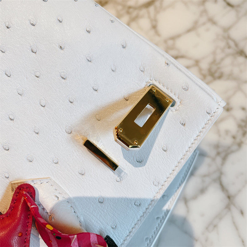 Side view of chic structured handbag