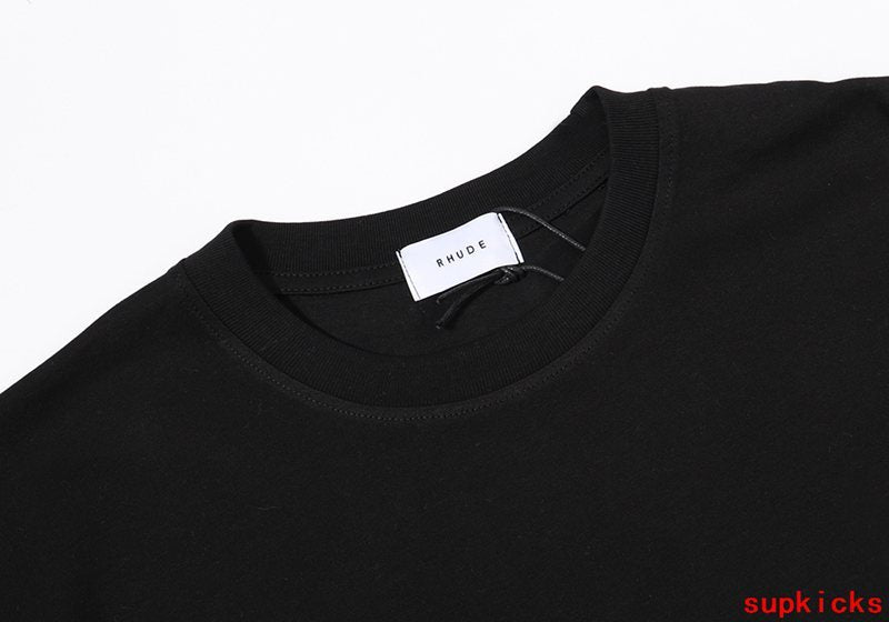 Full styled look of Rhude luxury clothing with contemporary cut