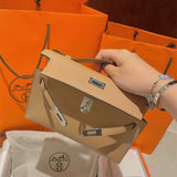 Side view of versatile structured handbag