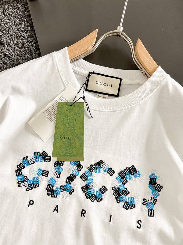 Close-up detail shot of Louis Vuitton cotton t-shirt with relaxed-fit cut