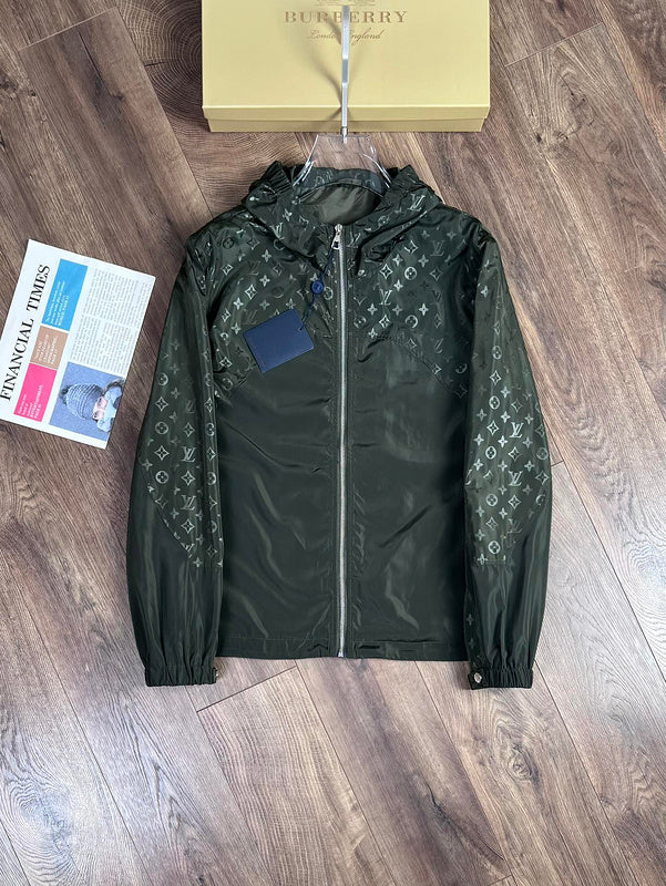 Side profile of Louis Vuitton luxury clothing with logo-detail design