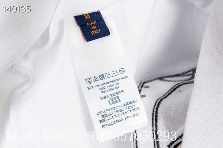 Back view of Louis Vuitton luxury clothing with label-forward styling