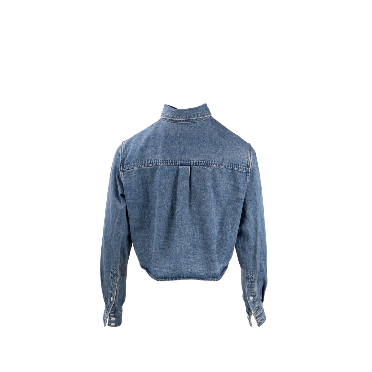 Celine Tops? Celine Size XS Cropped Shirt Cotton in Union Ocean Wash Denim Blue Elegant Everyday Designer Top