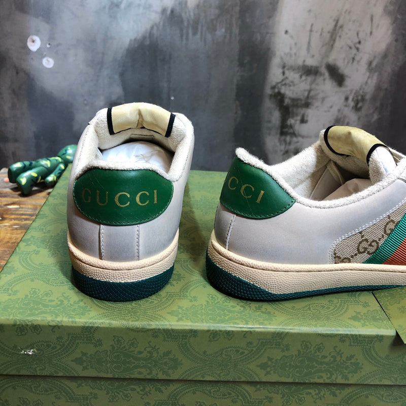 Gucci stone beige luxury sneakers view 8 bold athletic profile