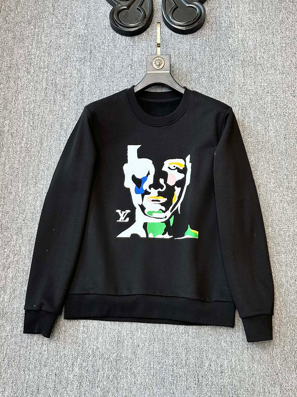 Back view of Louis Vuitton luxury clothing with signature branding