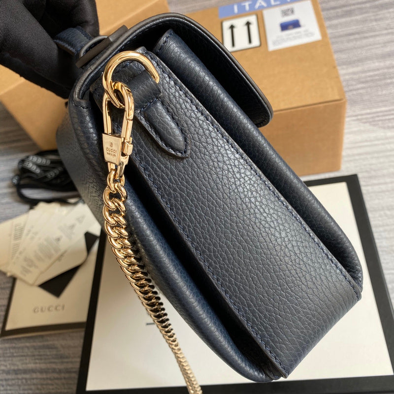 Front view of modern sleek women's handbag – women's designer-style accessory