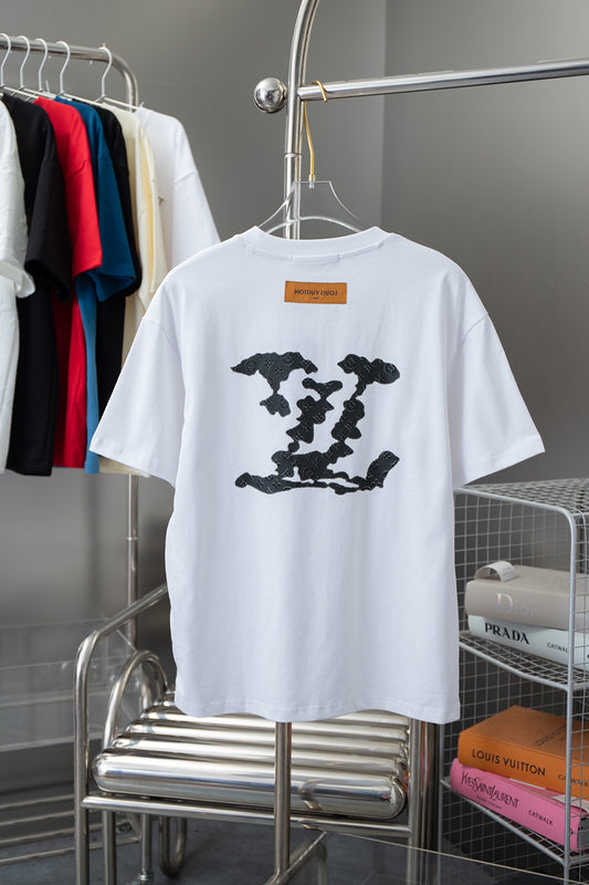 Side profile of Louis Vuitton cotton t-shirt with monogram-inspired silhouette