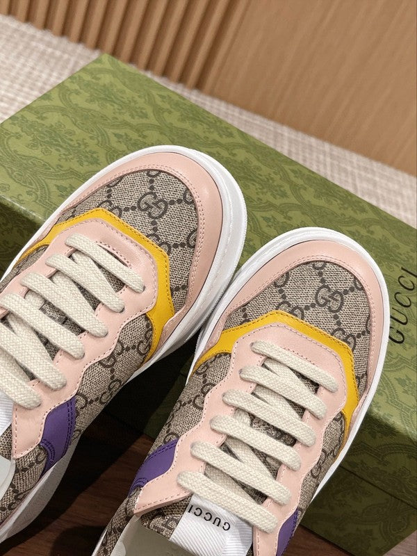 Gucci neutral cream luxury sneakers view 4 signature lace-up style