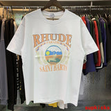 Side profile of Rhude luxury clothing with tailored silhouette