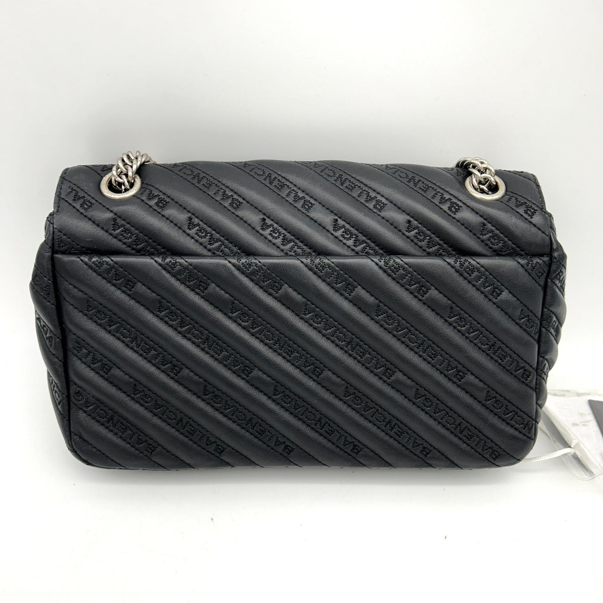 Balenciaga Calfskin Logo Matelasse S BB Round Shoulder Bag Black — Designer Shoulder Bag