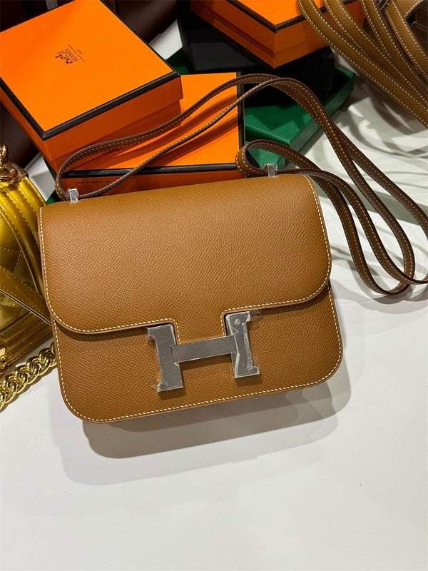 Side view of clean-lined structured handbag