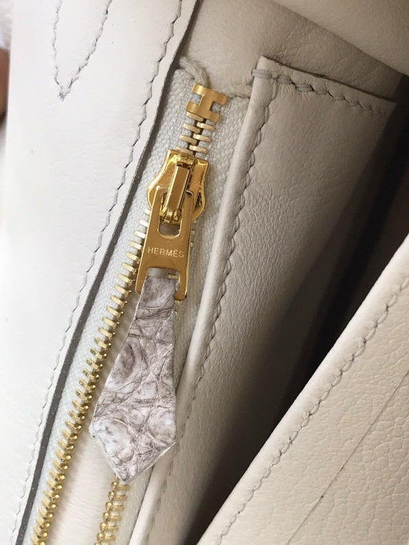 Side view of modern structured handbag