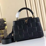 Close-up detail of classic everyday-luxe women's handbag – women's statement bag