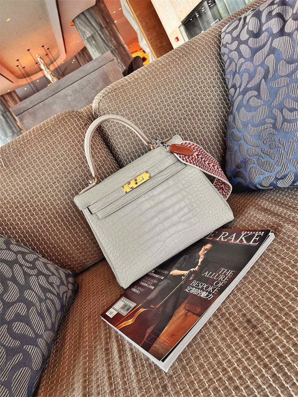 Side view of chic structured handbag