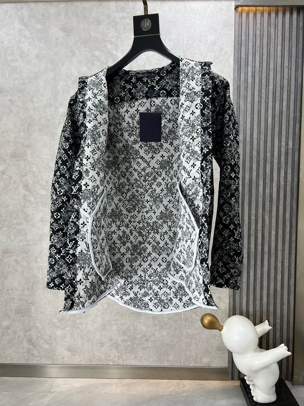 Side profile of Louis Vuitton luxury clothing with label-forward styling