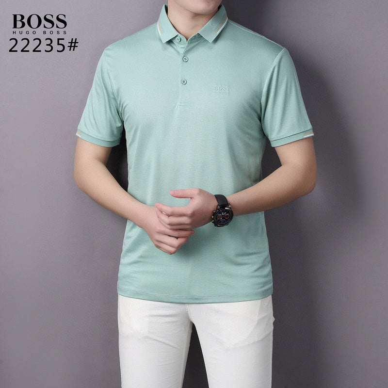 Close-up detail shot of Polo cotton polo shirt with logo-detail design