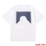 Side profile of Rhude luxury clothing with contemporary cut