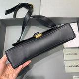Polished Vegan Leather Handbag - Statement Silhouette | Women's Designer-Inspired Purse #514 - hardware and detail close-up (image 5) of designer-inspired handbag