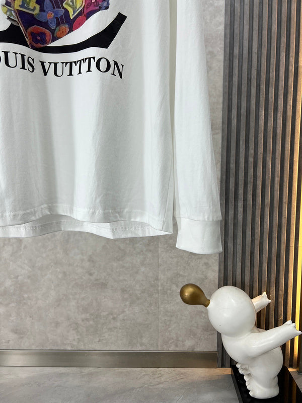 Back view of Louis Vuitton luxury clothing with monogram-inspired silhouette