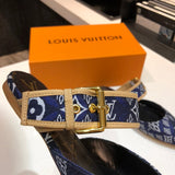 Louis Vuitton Tan Ankle Strap Heels - Sole Detail View