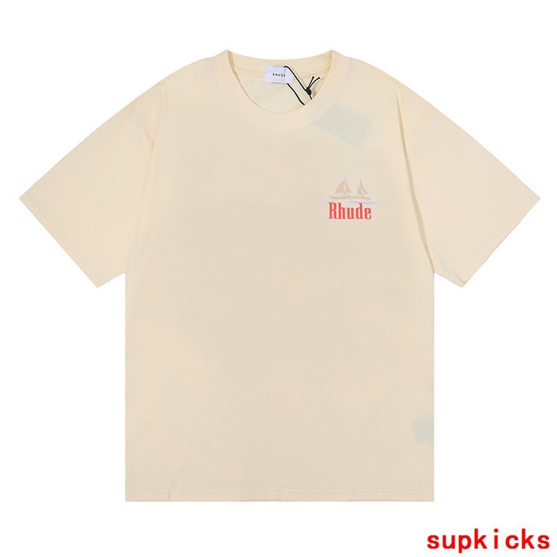 Full styled look of Rhude luxury clothing with everyday silhouette