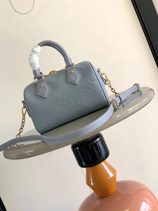  Understated crossbody bag carried on shoulder