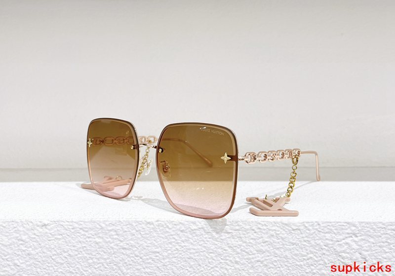Close-up detail view of Louis Vuitton unisex sunglasses